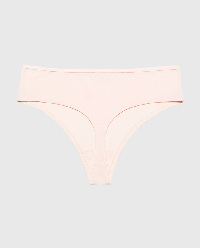 Ultrasoft High Waist Thong Panty with Bow Detail in Crystal Pink