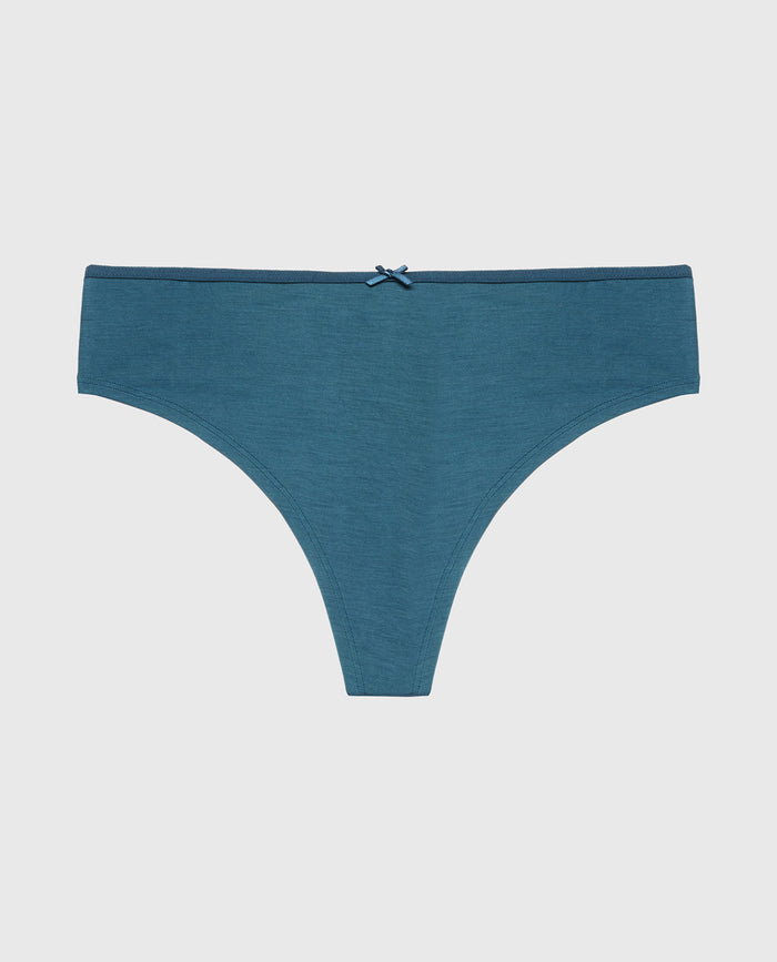 Ultrasoft High Waist Thong Panty with Bow Detail in Legion Blue