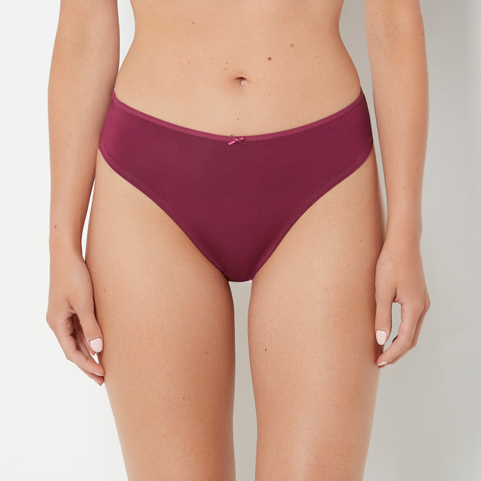 Ultrasoft High Waist Thong Panty with Bow Detail in Magenta Purple