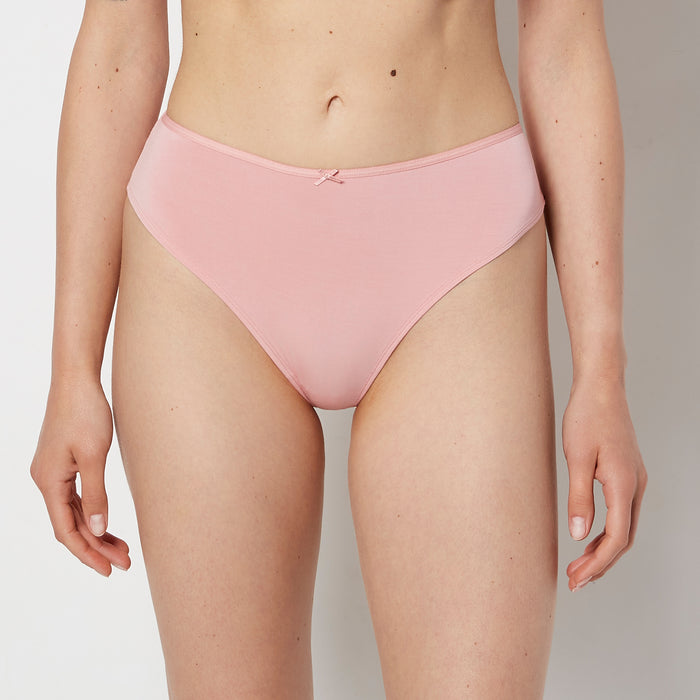 Ultrasoft High Waist Thong Panty with Bow Detail in Rose Elegance