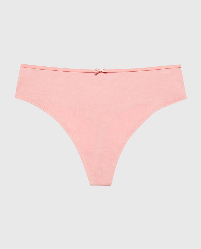 Ultrasoft High Waist Thong Panty with Bow Detail in Rose Elegance