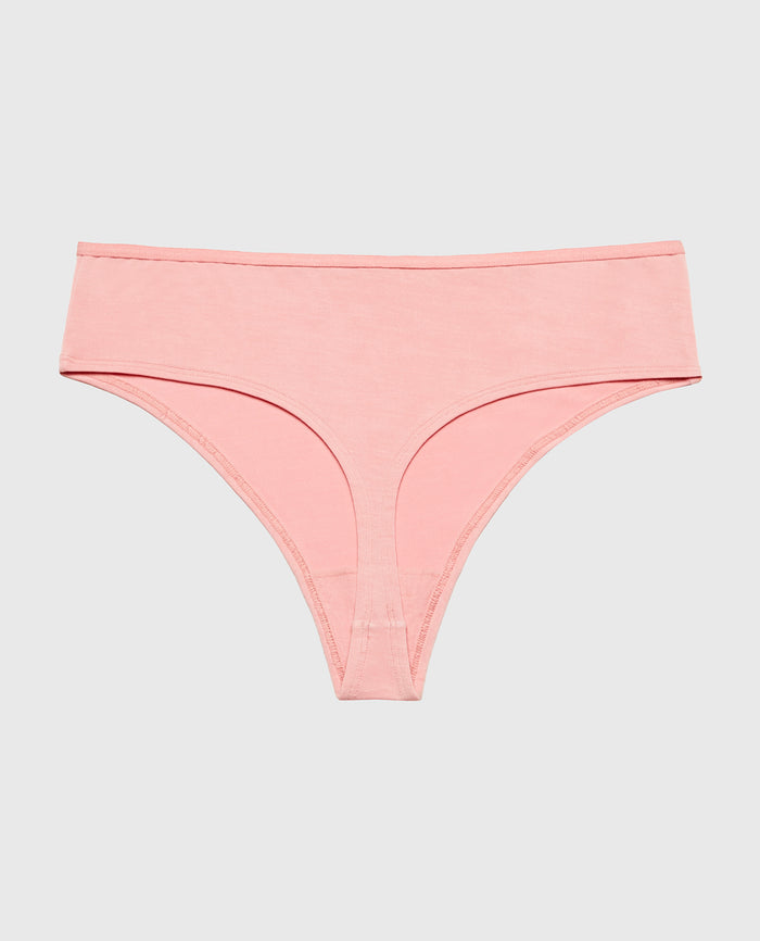 Ultrasoft High Waist Thong Panty with Bow Detail in Rose Elegance