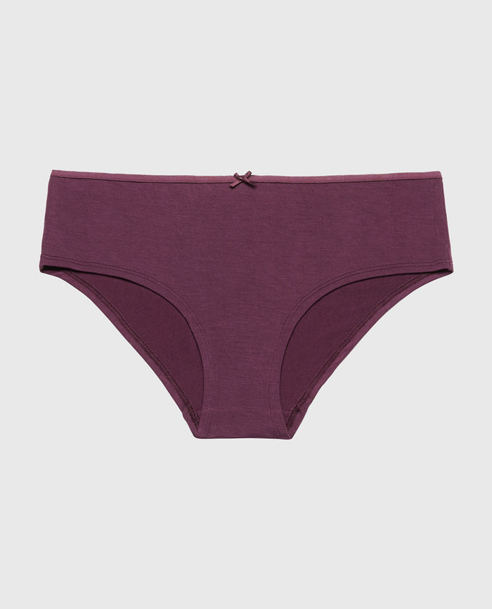 Ultrasoft Hipster Panty with Bow Detail in Blackberry Wine