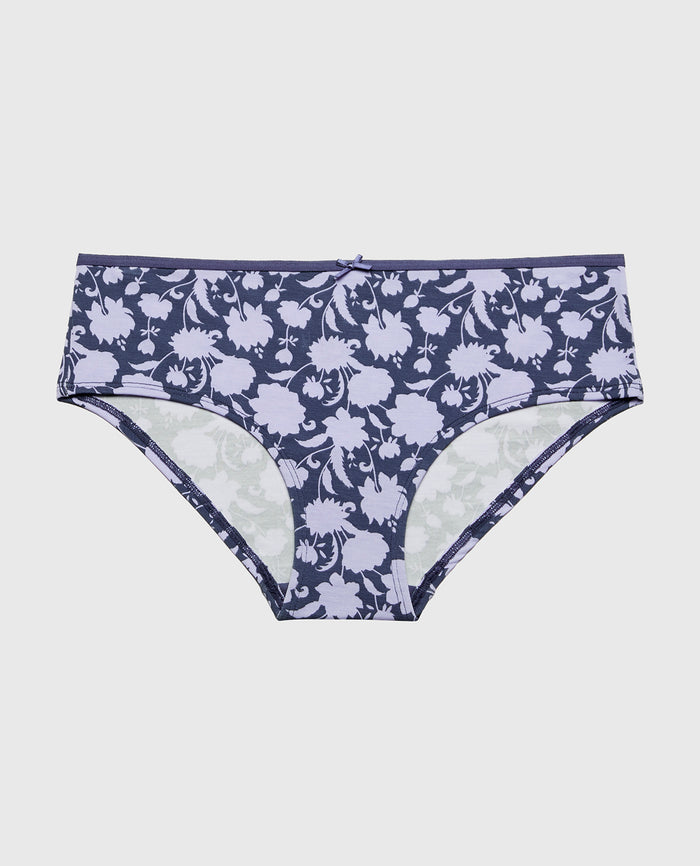 Ultrasoft Hipster Panty with Bow Detail in Blue Floral Silhouette