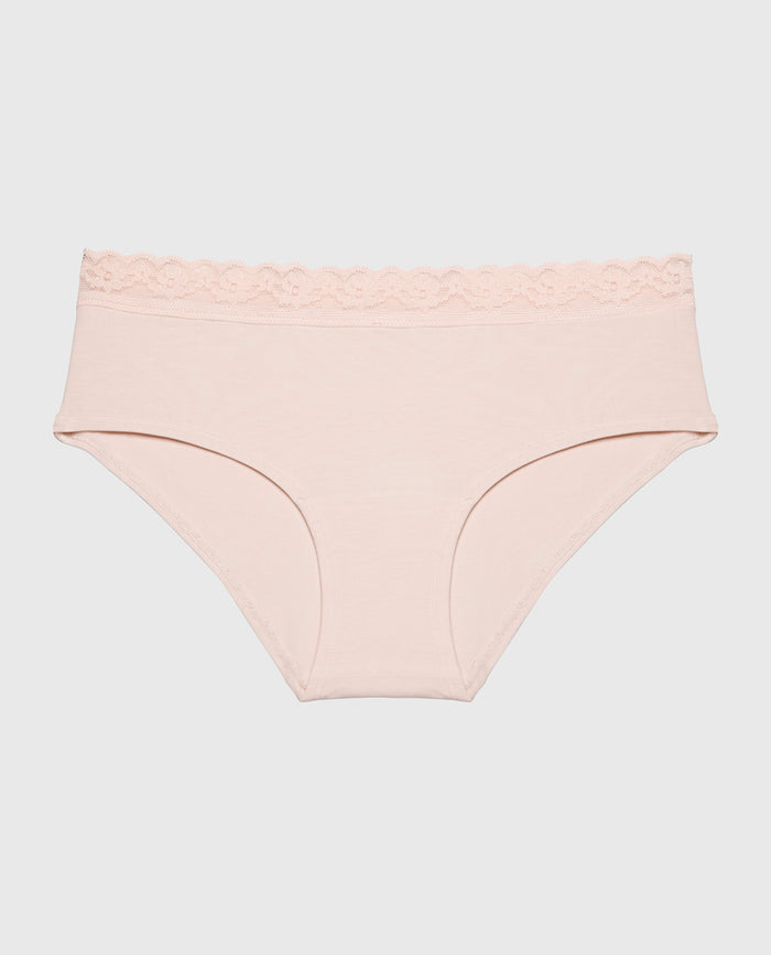Ultrasoft Modal Hipster Panty with Lace Trim in Pearl Blush
