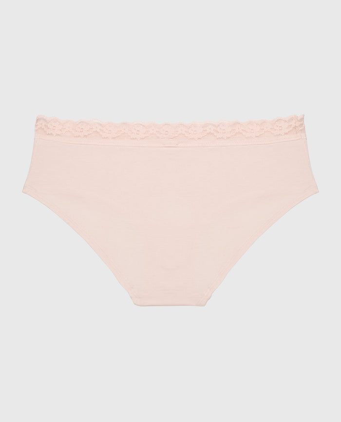 Ultrasoft Modal Hipster Panty with Lace Trim in Pearl Blush