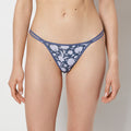 Ultrasoft String Side Thong Panty with Bow Detail in Blue Floral Silhouette