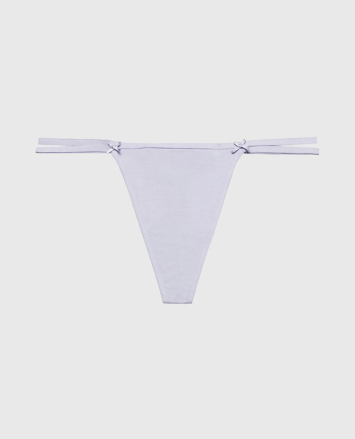 Ultrasoft String Side Thong Panty with Bow Detail in Cosmic Sky