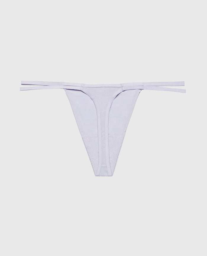 Ultrasoft String Side Thong Panty with Bow Detail in Cosmic Sky