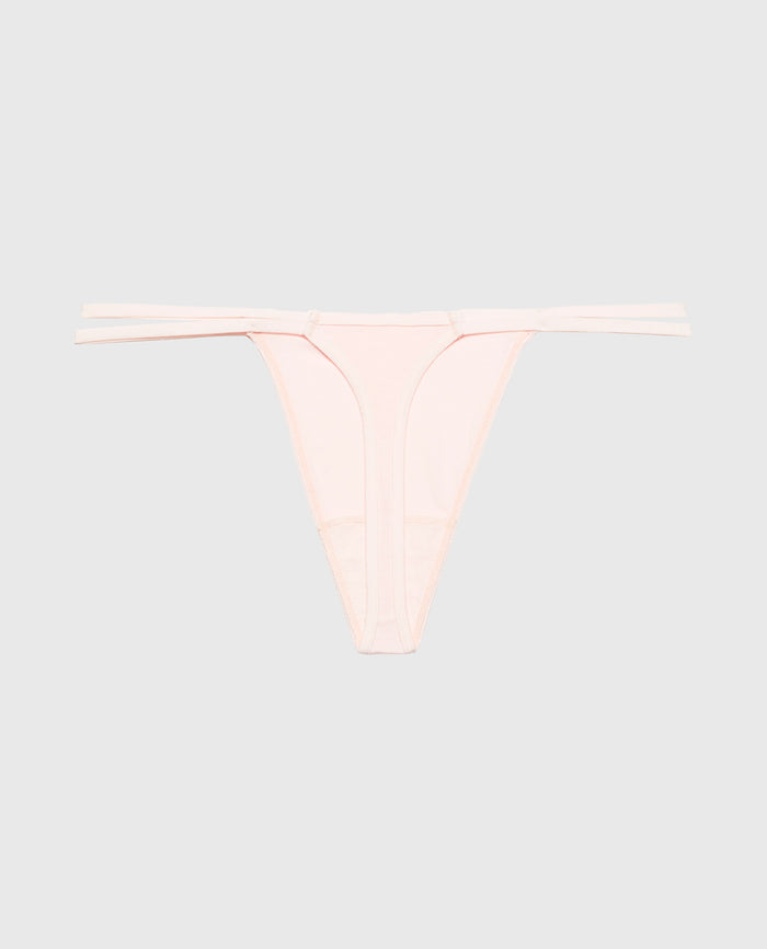Ultrasoft String Side Thong Panty with Bow Detail in Crystal Pink