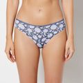 Ultrasoft Thong Panty with Bow Detail in Blue Floral Silhouette