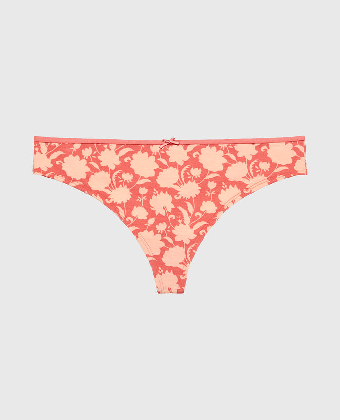 Ultrasoft Thong Panty with Bow Detail in Blush Floral Silhouette