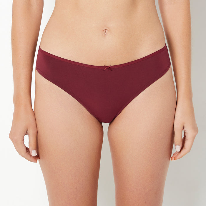 Ultrasoft Thong Panty with Bow Detail in Cabernet