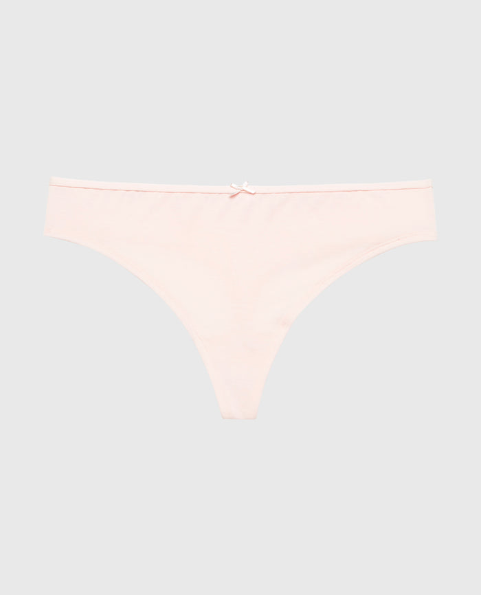 Ultrasoft Thong Panty with Bow Detail in Crystal Pink