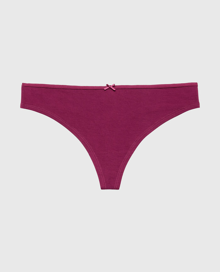 Ultrasoft Thong Panty with Bow Detail in Magenta Purple