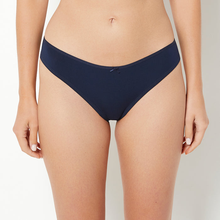 Ultrasoft Thong Panty with Bow Detail in Navy Blazer