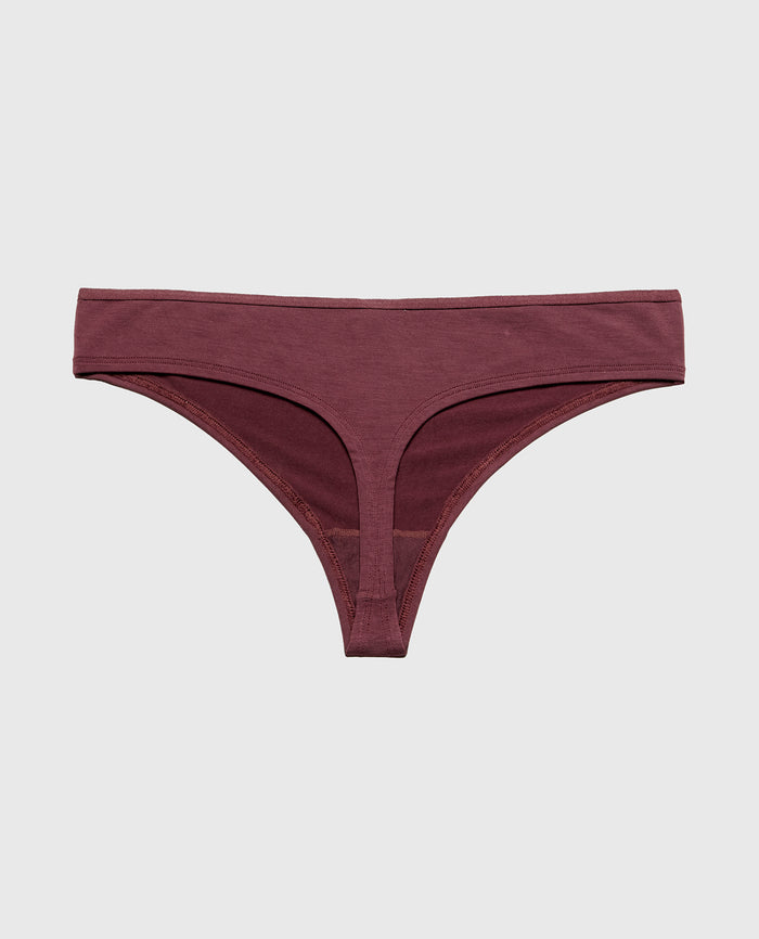 Ultrasoft Thong Panty with Bow Detail in Plum Wine