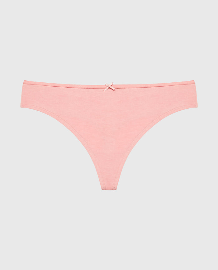 Ultrasoft Thong Panty with Bow Detail in Rose Elegance