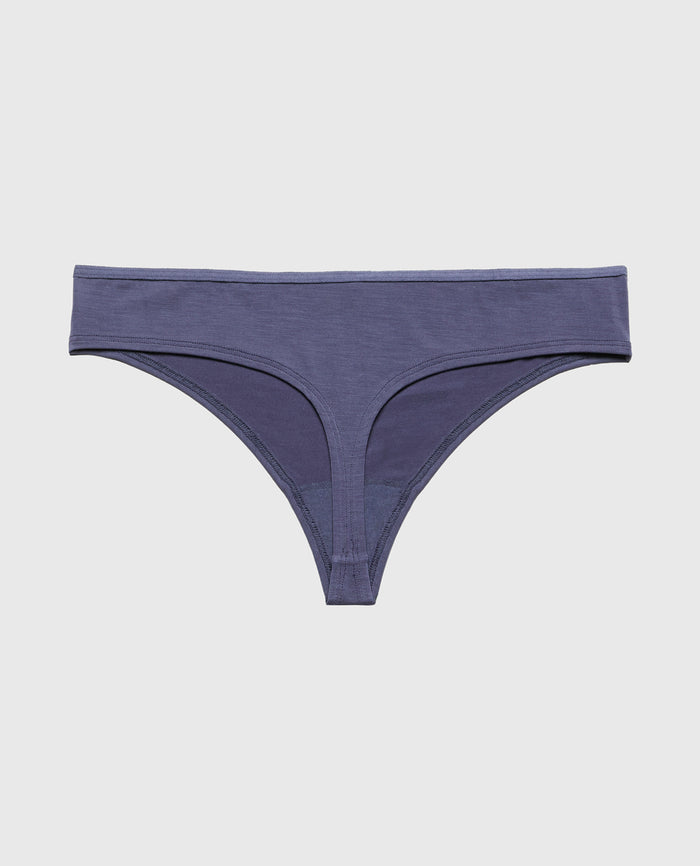 Ultrasoft Thong Panty with Bow Detail in Vintage Indigo
