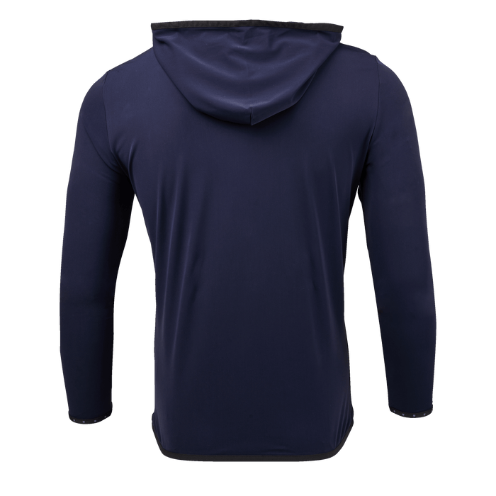 Greyson Clothiers University of Florida Colorado Hoodie in Maltese Blue - Back View with Black Contrast Hood Trim