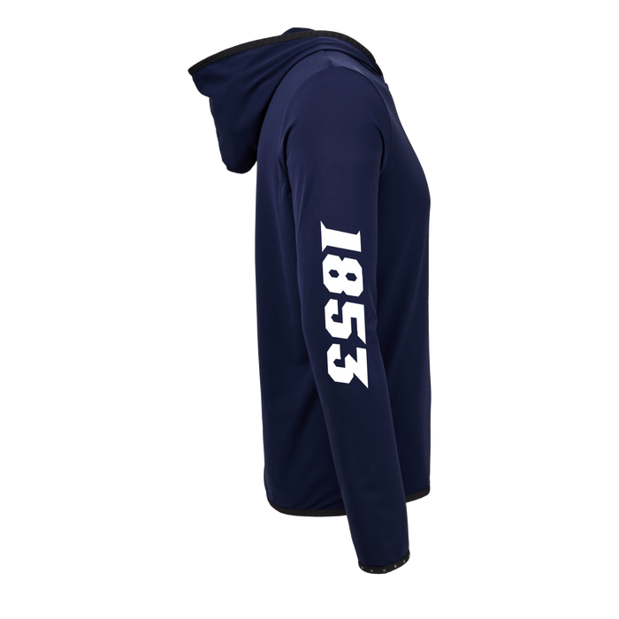 Greyson Clothiers University of Florida Colorado Hoodie in Maltese Blue - Side View Showing 1853 Sleeve Graphic