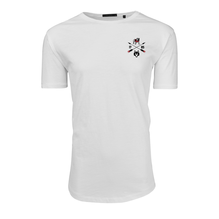 Arctic University of Georgia Alpha Slub Tee - Front View, Bulldogs & Wolf Chest Graphic | Greyson Clothiers