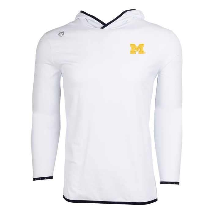Arctic University of Michigan Colorado Hoodie - Front View with Navy Contrast Tipping & Wolverines M Logo | Greyson Clothiers