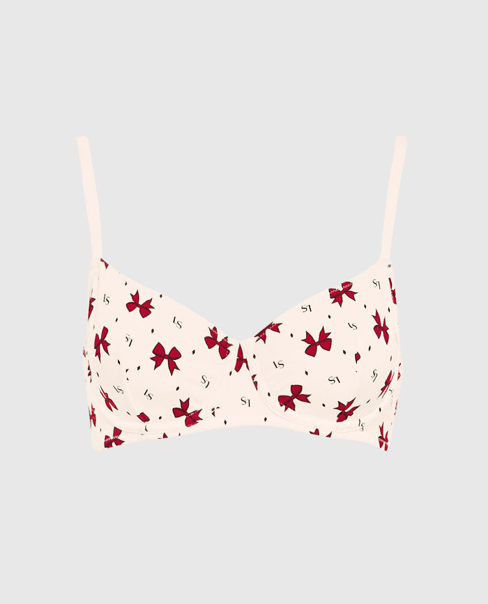 Unlined Balconette Bra in Bow to the Queen