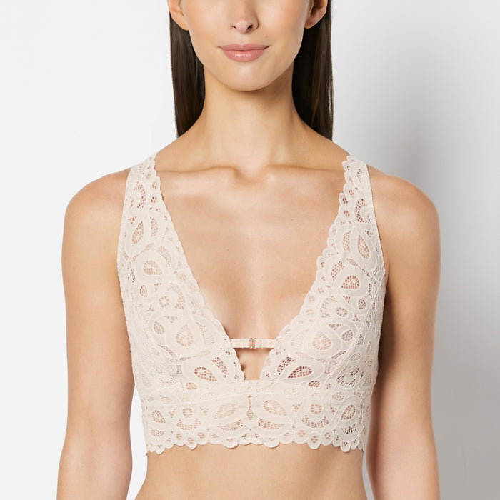 Unlined Bralette in Craft Lace in Moonlight