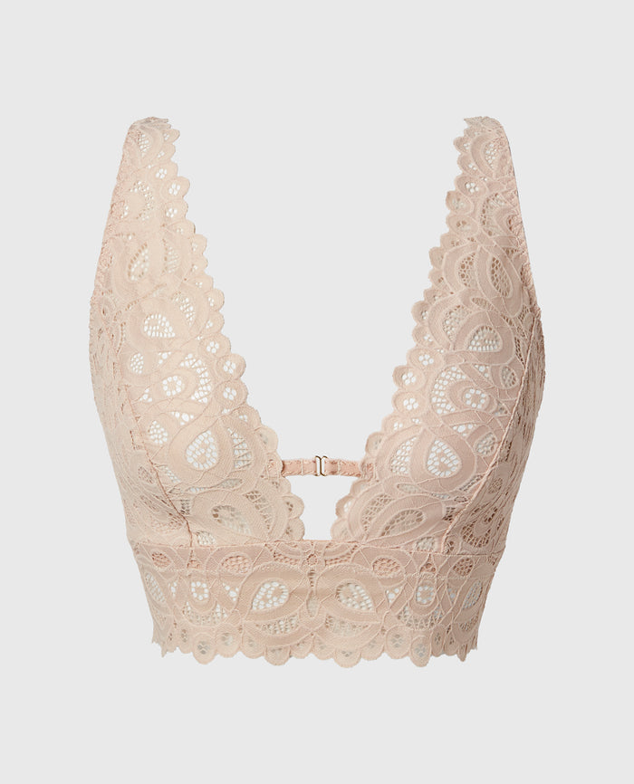 Unlined Bralette in Craft Lace in Moonlight