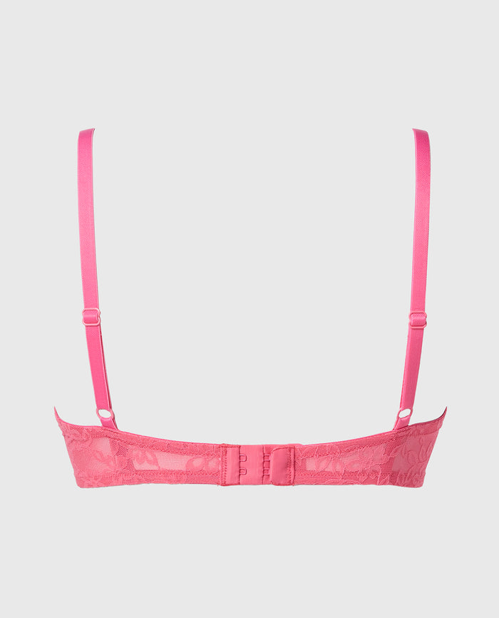 Unlined Bralette in Ultra Lace with Faux Wire in Pink Flambe