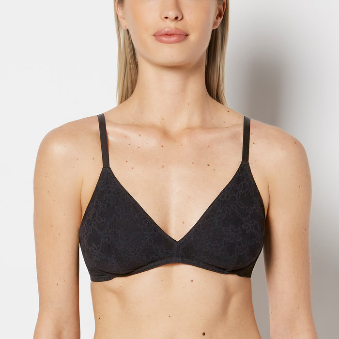 Unlined Bralette in Ultra Lace with Faux Wire in Tuxedo Black