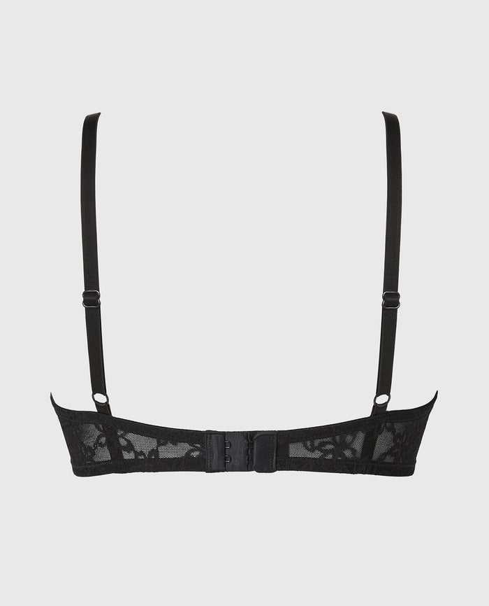Unlined Bralette in Ultra Lace with Faux Wire in Tuxedo Black