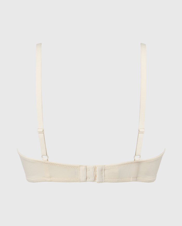 Unlined Bralette with Lace Trim in Pearled Ivory