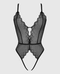 Unlined Bumless Teddy in Exquisite Lace in Tuxedo Black