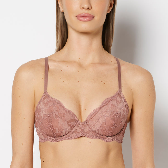 Unlined Demi Bra in Charmed Lace in Deer