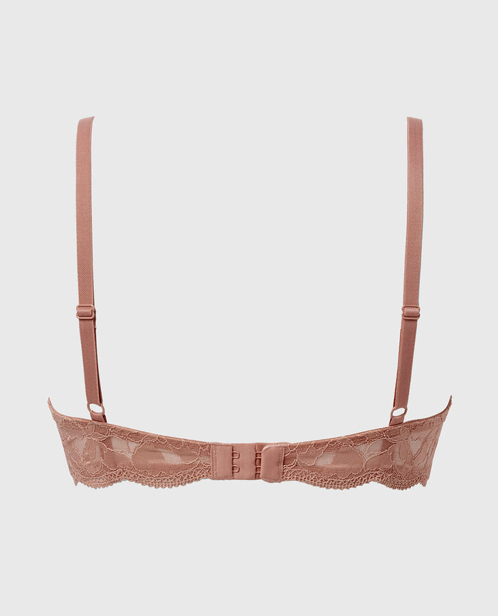 Unlined Demi Bra in Charmed Lace in Deer