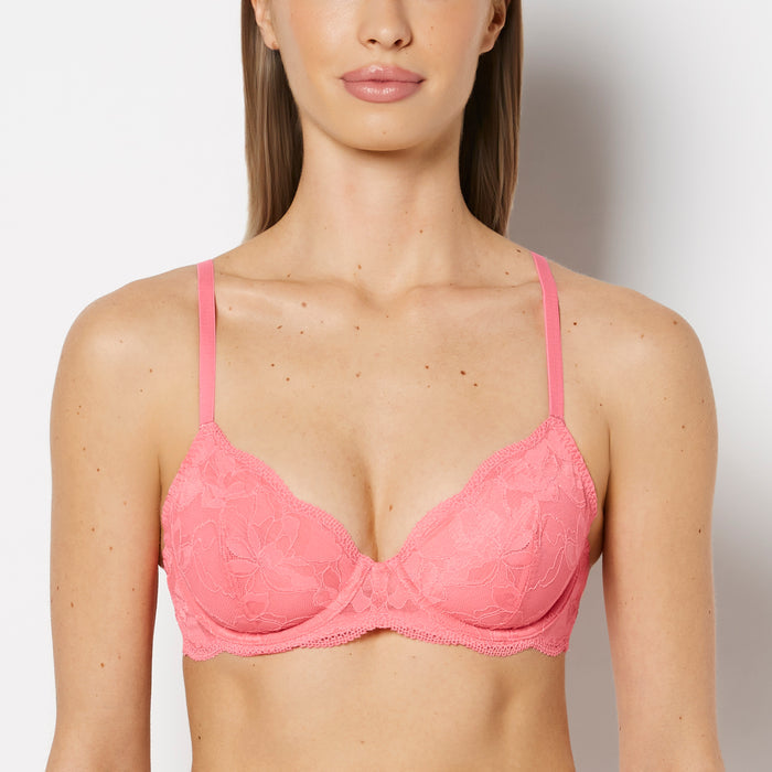 Unlined Demi Bra in Charmed Lace in Pink Lemonade