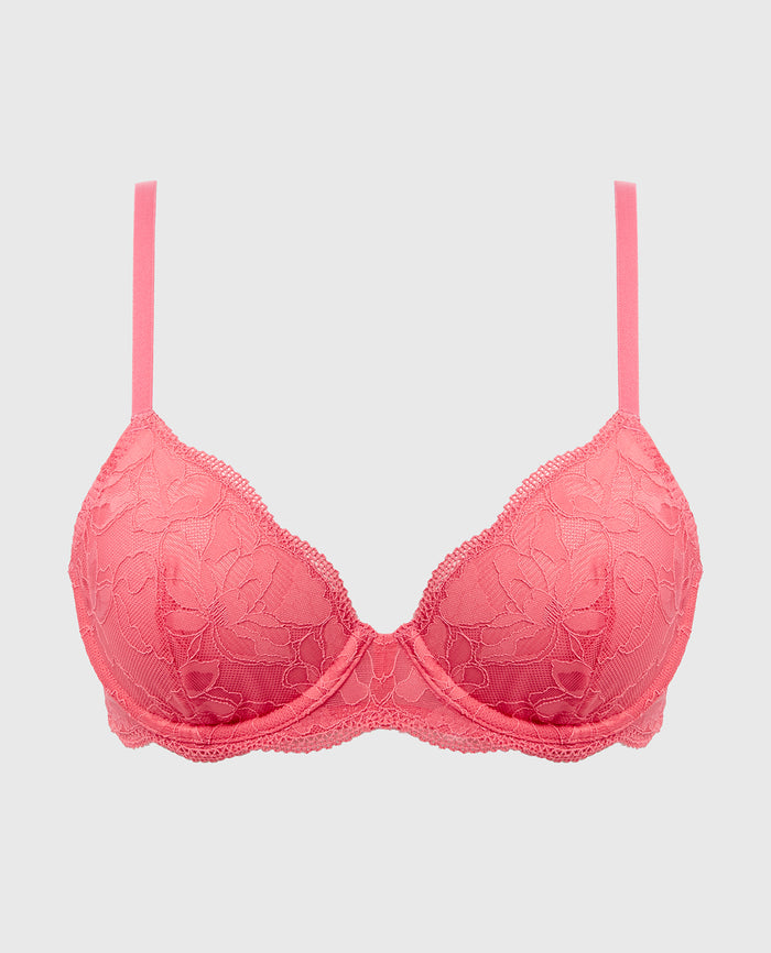 Unlined Demi Bra in Charmed Lace in Pink Lemonade