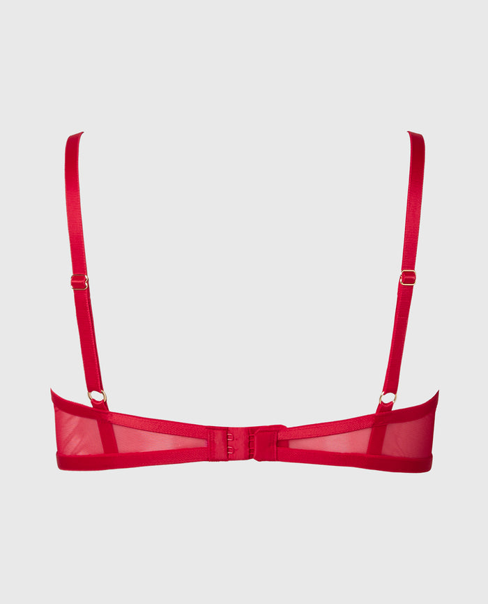 Unlined Demi Bra in Evening Blush with Crimson and Russian Ruby