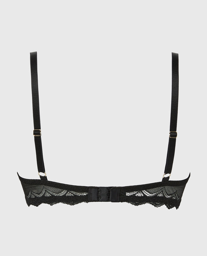 Unlined Demi Bra in Exquisite Lace in Tuxedo Black