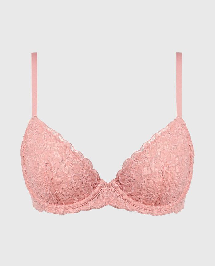 Unlined Demi Bra in Poetic Lace in Rose Elegance