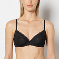 Unlined Demi Bra in Poetic Lace in Tuxedo Black