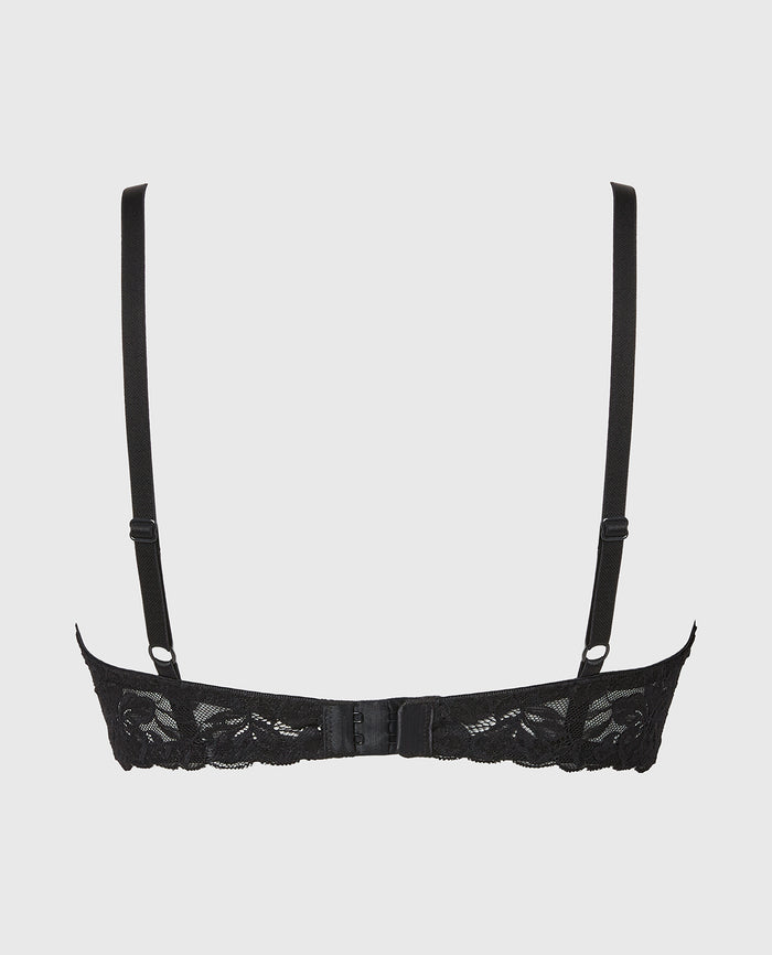 Unlined Demi Bra in Poetic Lace in Tuxedo Black