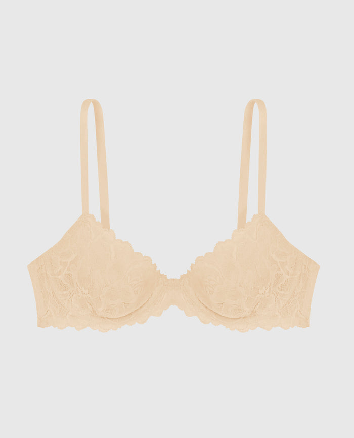 Unlined Demi Bra with Allover Lace
