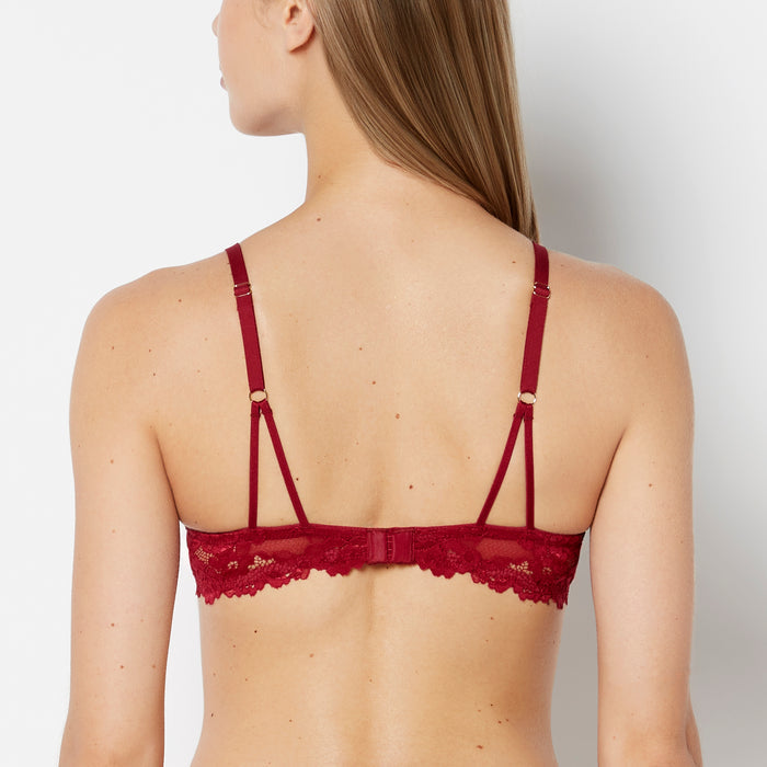 Unlined Demi Bra with Romantic Lace in Plum Rose