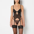 Unlined Demi Merrywidow Heart Mesh in Tuxedo Black
