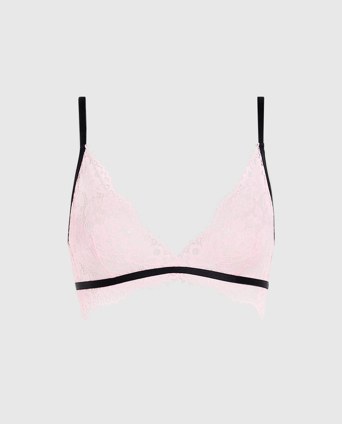 Unlined Lace Bralette in Pink-A-Boo