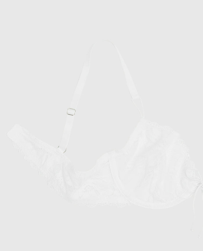 Unlined Lace Demi Bra in Ivory