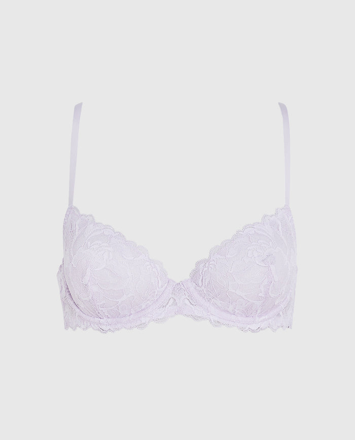 Unlined Lace Demi Bra in Lavender Cake
